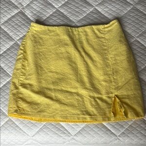 Yellow linen mini skirt